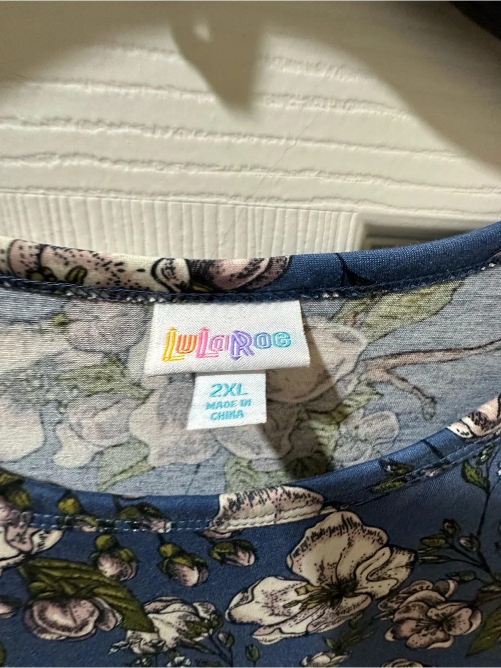 LuLaRoe Blue Floral Crew Neck Dress